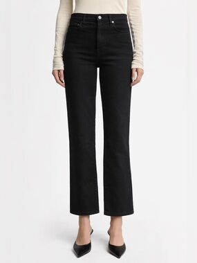 7 For All Mankind Black Cropped Flared Jeans